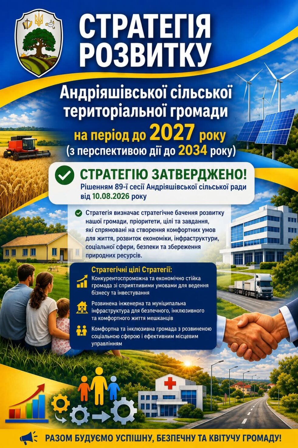 Андріяшівська громада затвердила Стратегію розвитку до 2027 року з перспективою до 2034-го